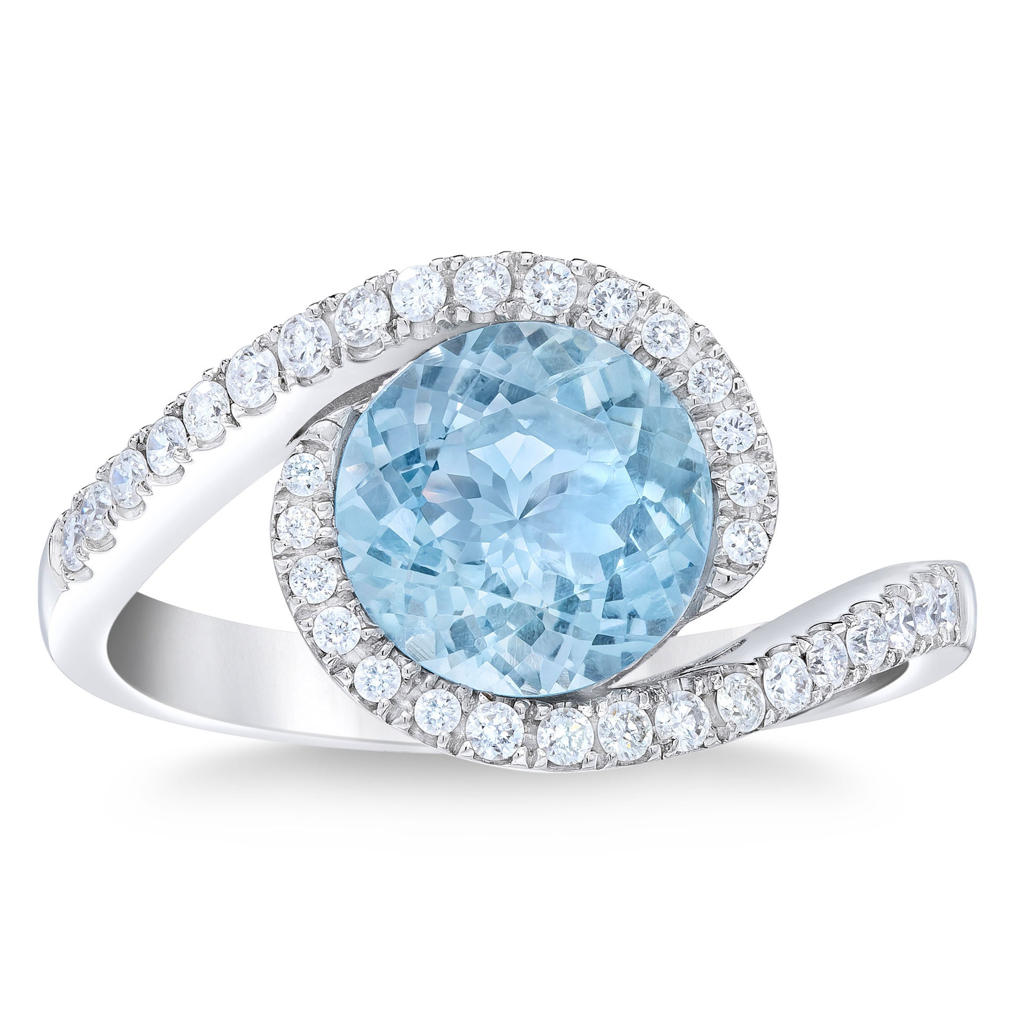 Round Cut Aquamarine and Diamond Ring (0.25 ctw) | Costco