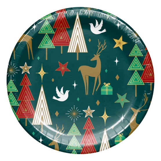Artstyle Oval Paper Plate and Napkin Bundle, Decorative Deer, 200-count ...