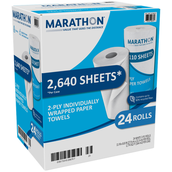 Marathon 2-Ply Paper Towels, White, 110 Sheets, 24 ct