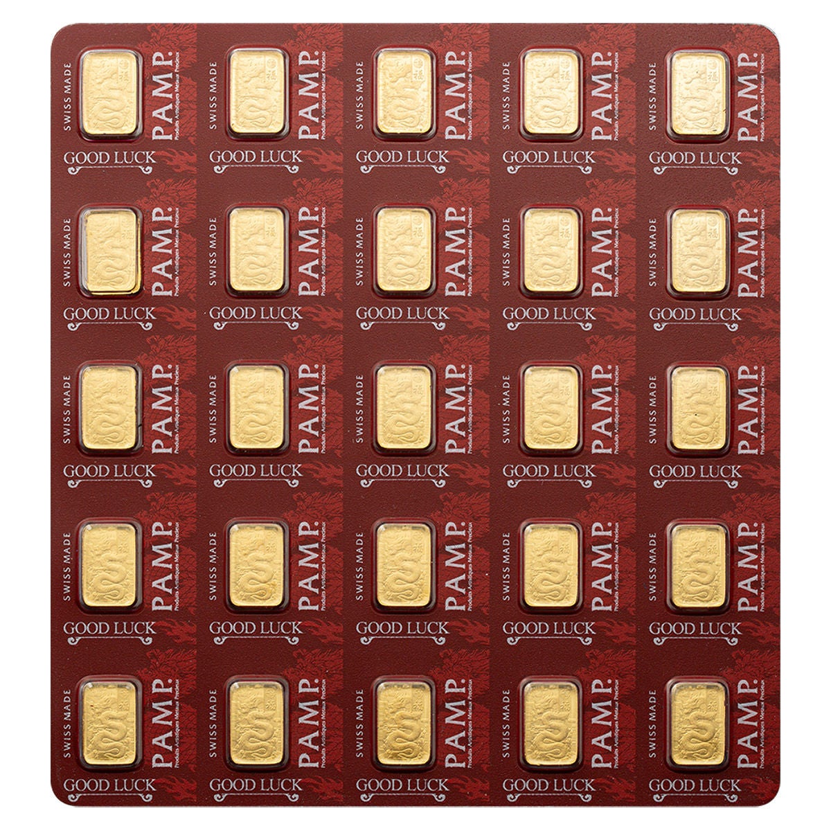 25 Gram PAMP Suisse Good Luck Dragon Multigram Gold Bar (New in