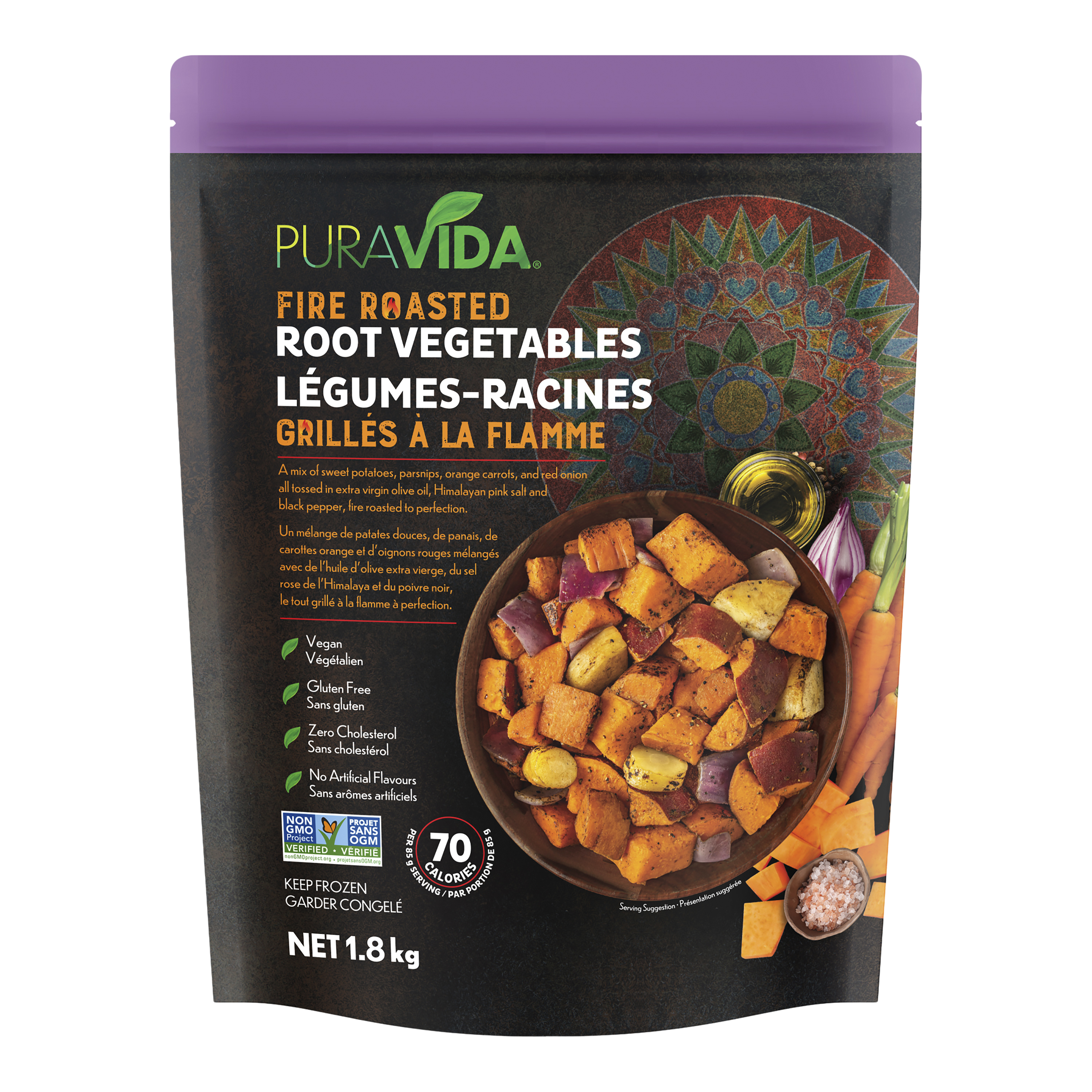 Puravida fire roasted root vegetables