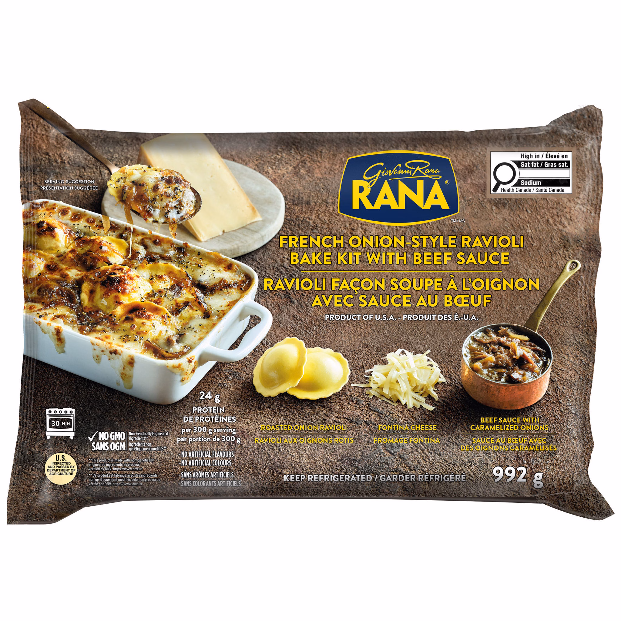 Rana French onion style ravioli bake kit with beef sauce
