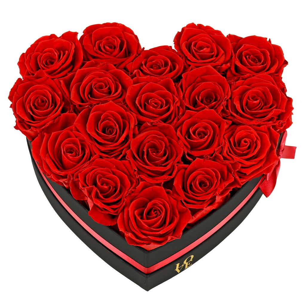 Cosco Red Roses Red Preserved Forever Roses with Black Box, 17-stems | Costco