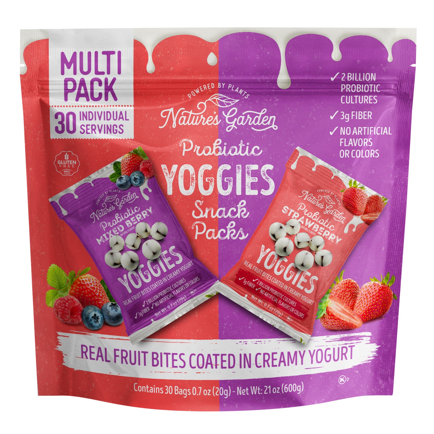 Nature's Garden Probiotic Yoggies Snack Packs, Variety Pack, 0.7