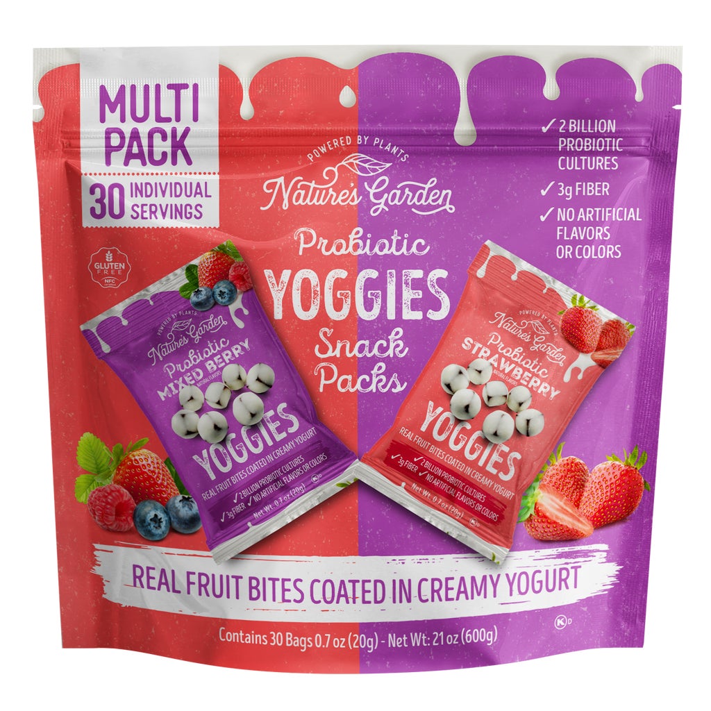 Yoguri出品 Nature's Garden Probiotic Yoggies Snack Packs, Variety Pack, 0.7