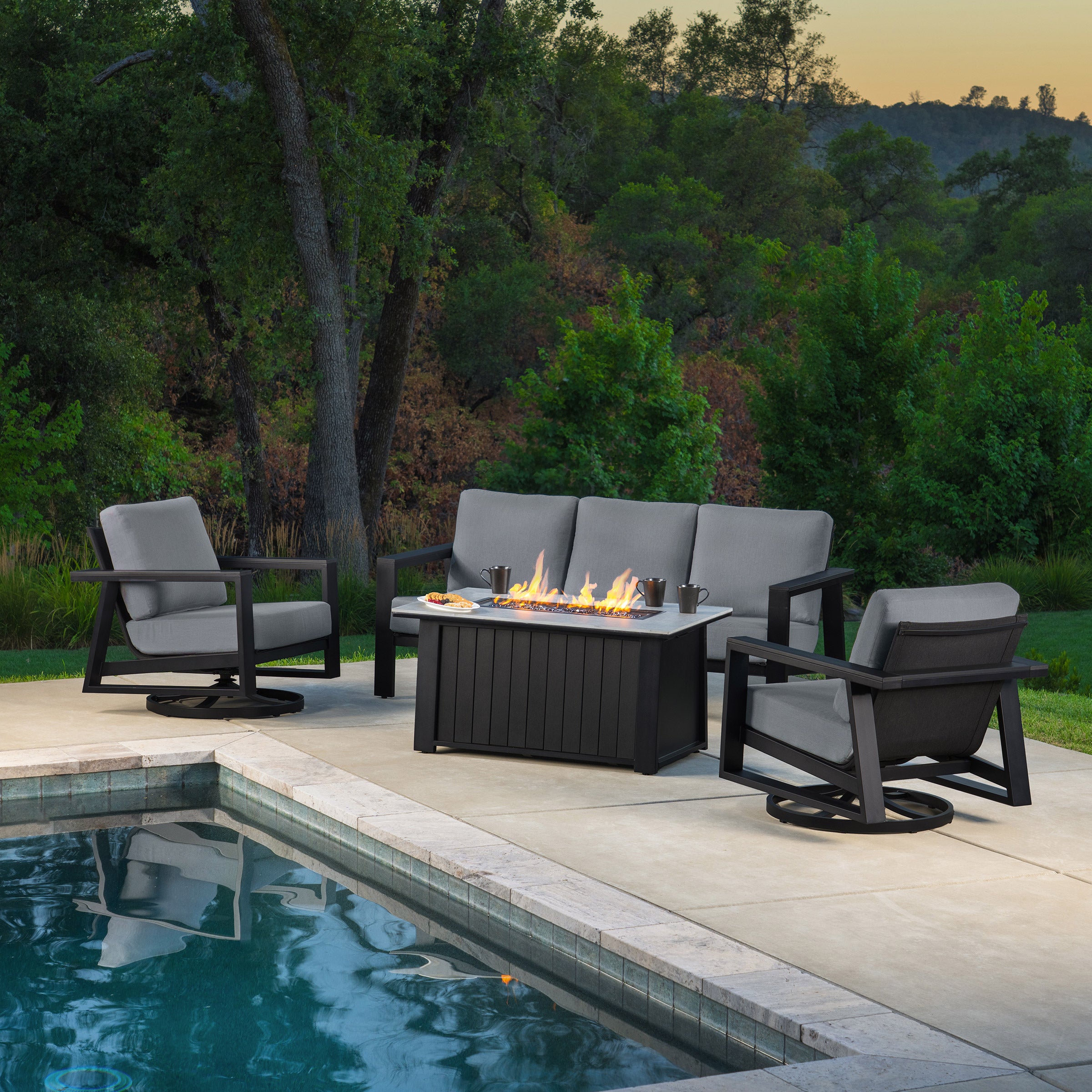SunVilla Kosi 4-Piece Outdoor Patio Fire Seating Set