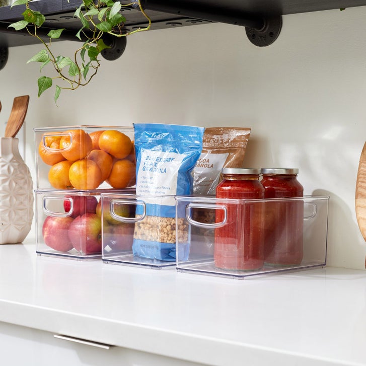 iDESIGN Linus Plastic Fridge/Pantry Kitchen Organizer Bins, Set of