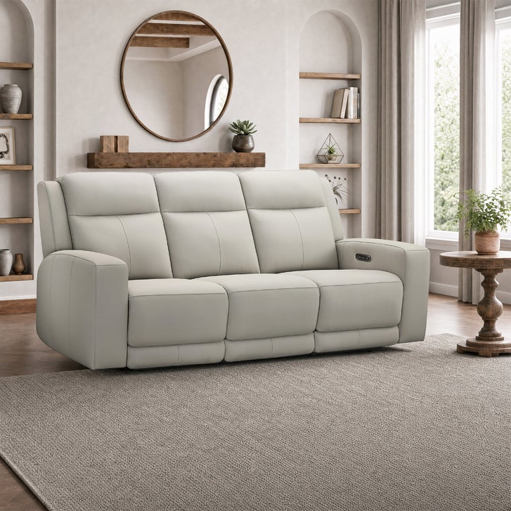 Wren Leather Power Reclining Sofa with Power Headrests | Costco