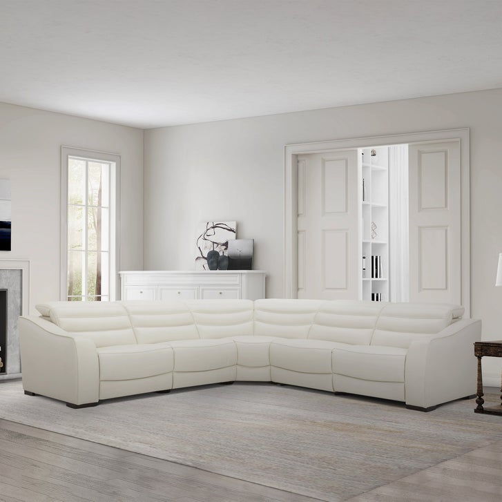 Morandi 5-Piece Leather Power Reclining Sectional with Power