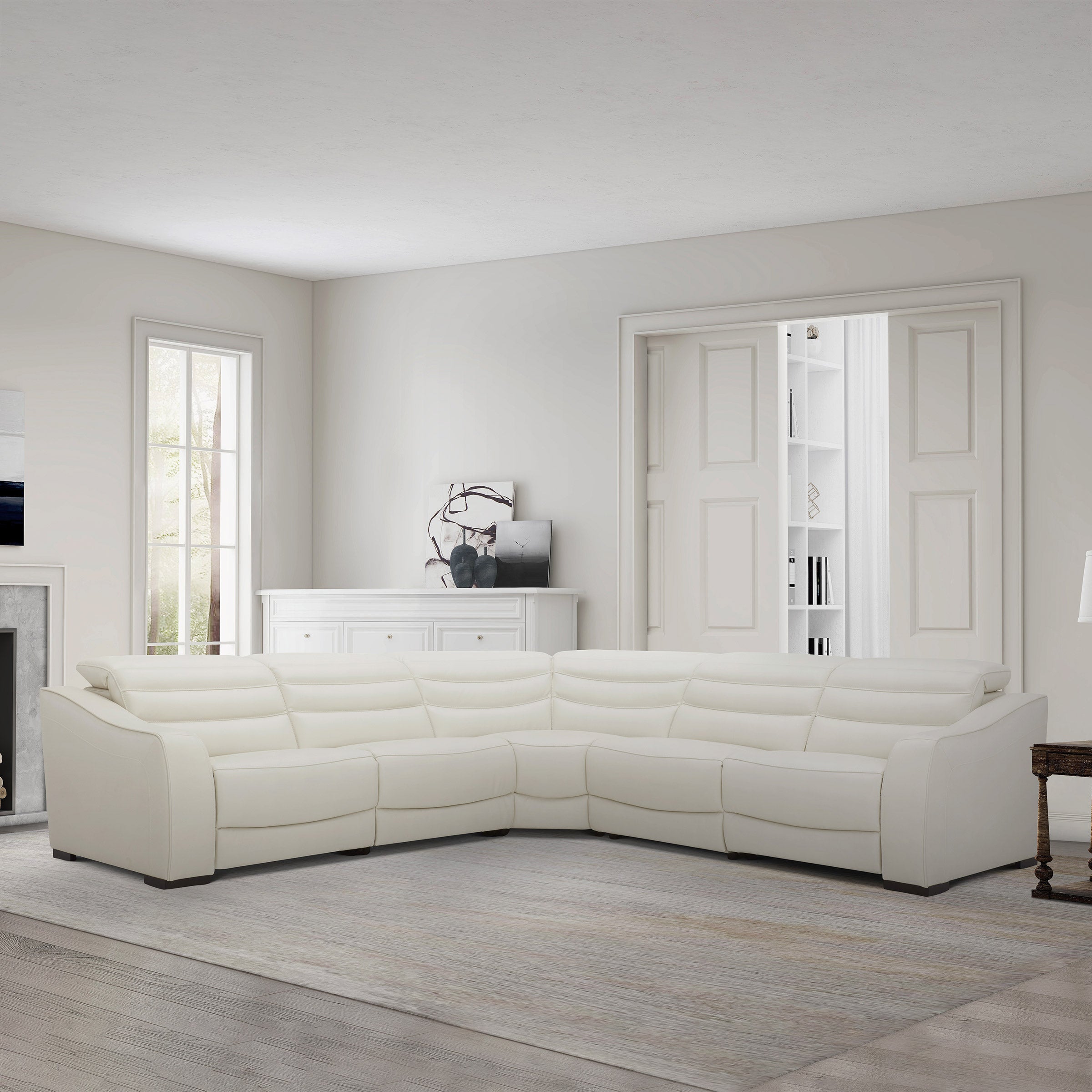 Morandi 5-Piece Leather Power Reclining Sectional with Power