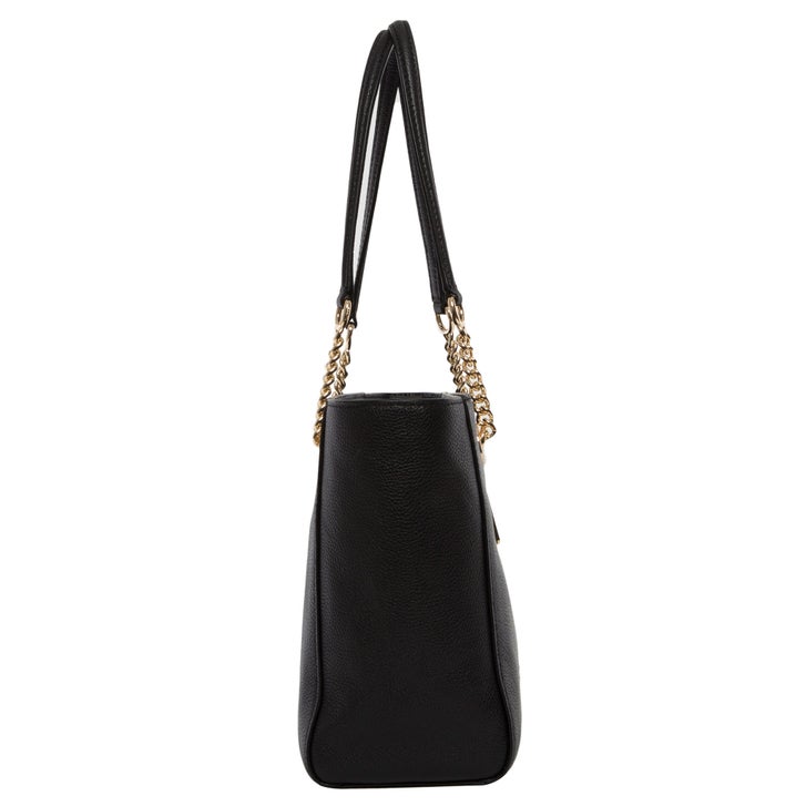 Coach Pebbled Turnlock Chain Tote, Black | Costco