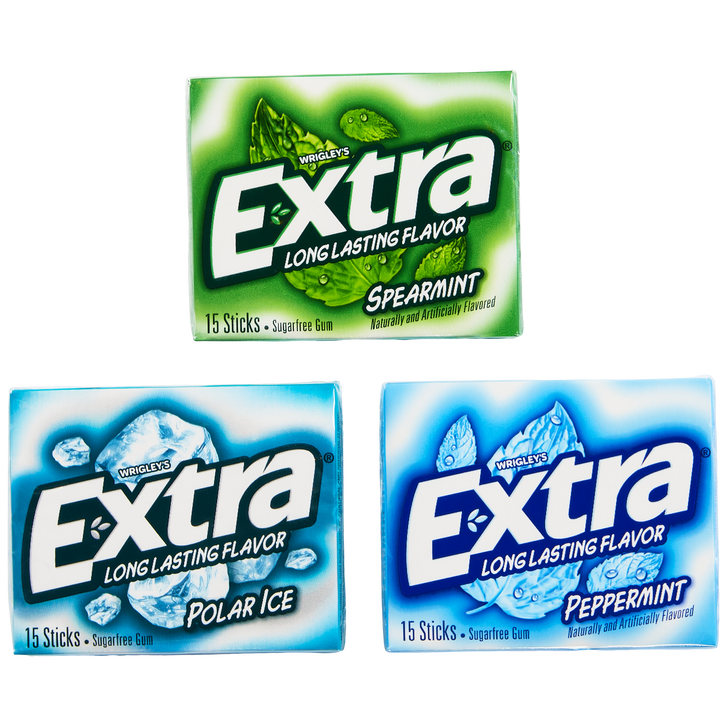 Extra Sugar Free Chewing Gum, Mint Variety Pack, 15 Sticks, 18 ct