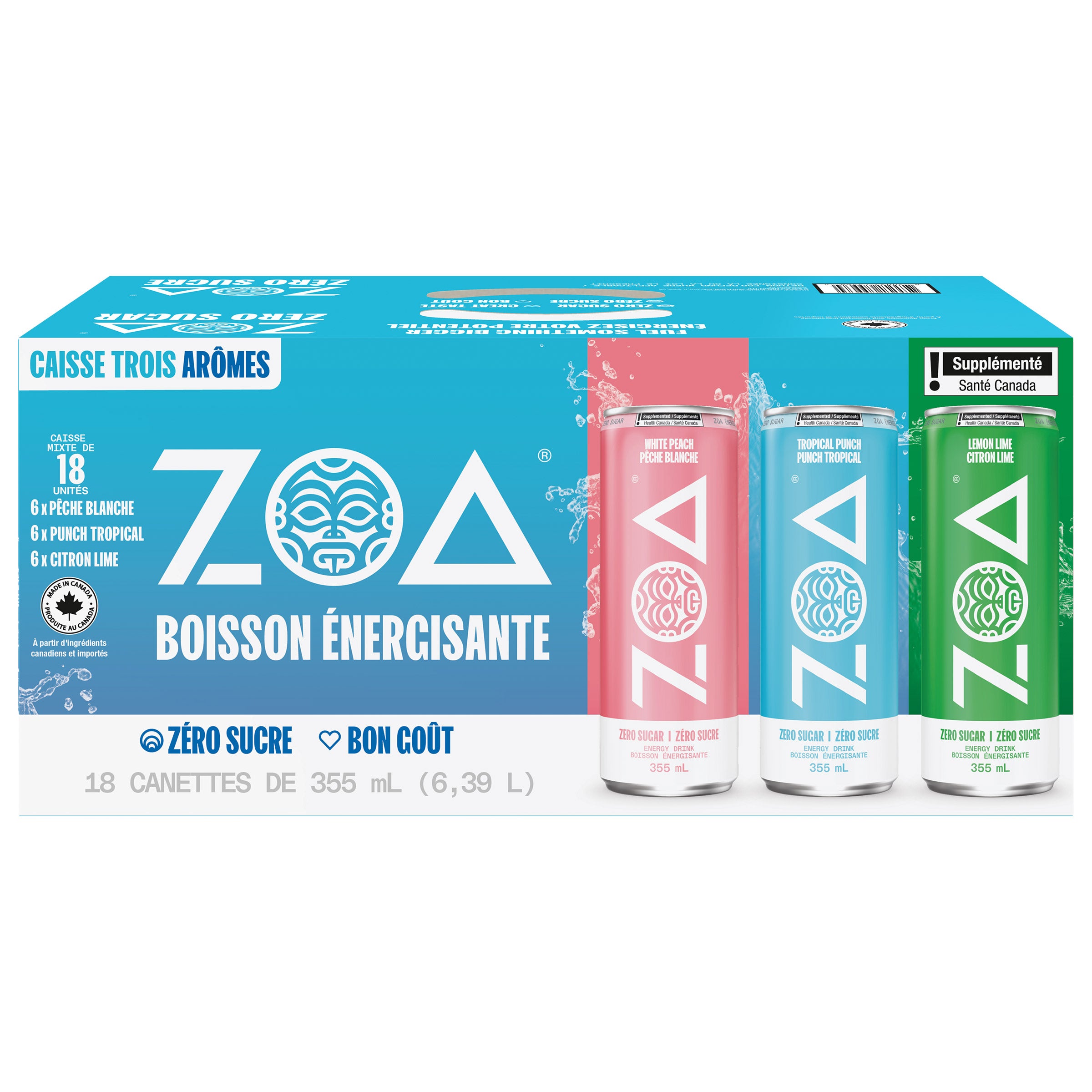 ZOA Energy Drink Triple Flavour Variety, 355 mL 18-pack | Costco
