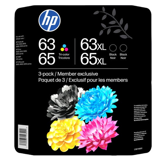 HP 63/65 Color/XL Black Ink Cartridge Club Combo 3 pack – Instant