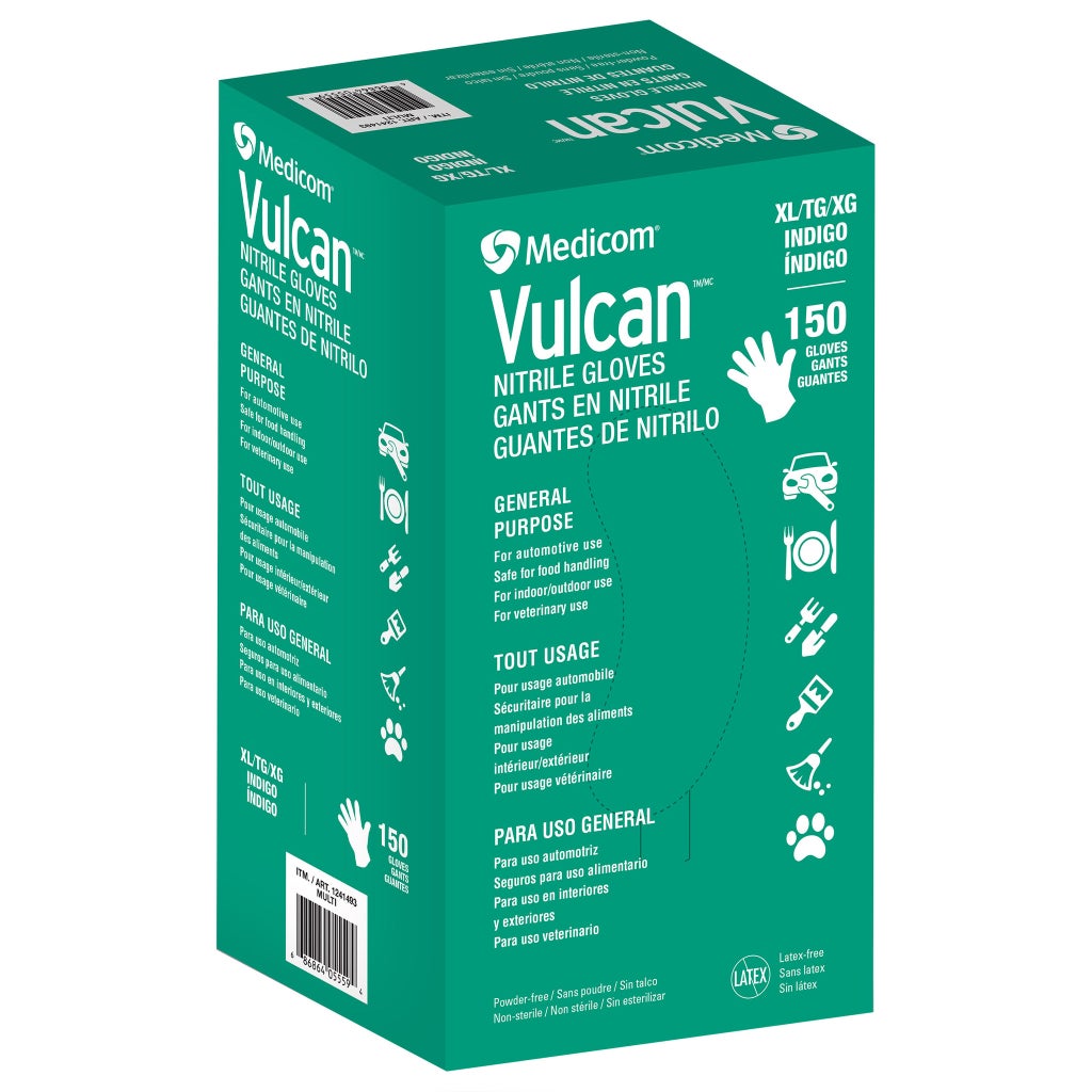 Vulcan Nitrile Gloves, XL, Indigo | Costco