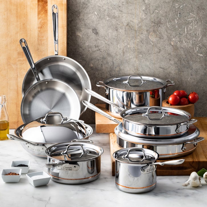 All-Clad Copper Core 14-Piece Stainless Steel Cookware Set | Costco