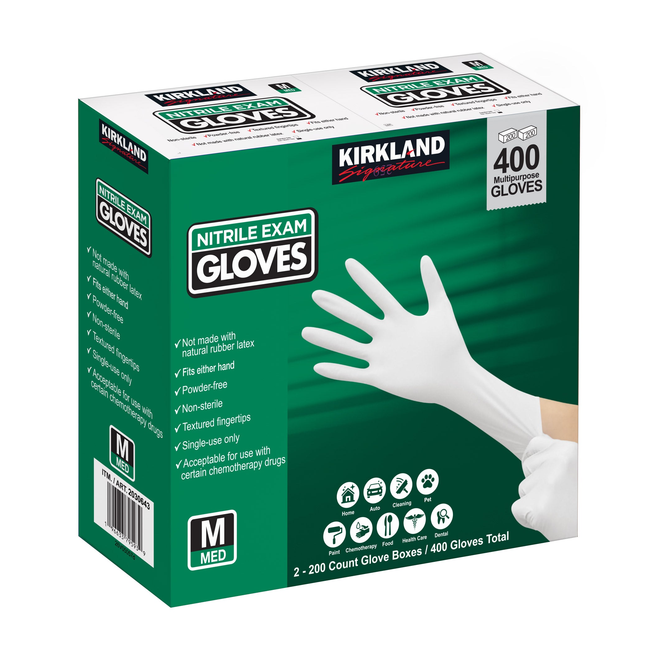 Kirkland Signature Nitrile Exam Gloves, 400-count, Size Medium