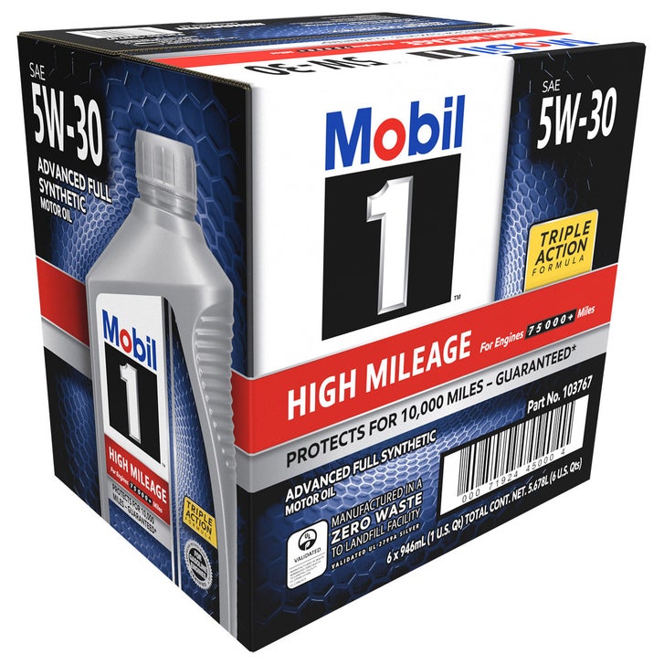 モービル1 5w-30 8L Mobil 1 High Mileage Full Synthetic Motor Oil 5W-30, 1-Quart/6