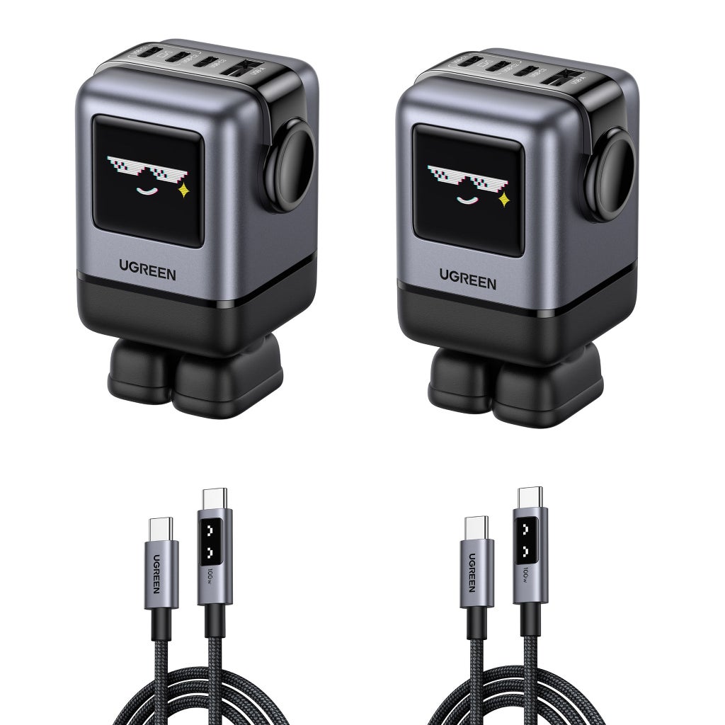 Ugreen Uno 100 W Robot GaN Charger With 100 W USB-C to USB-C Cable ...