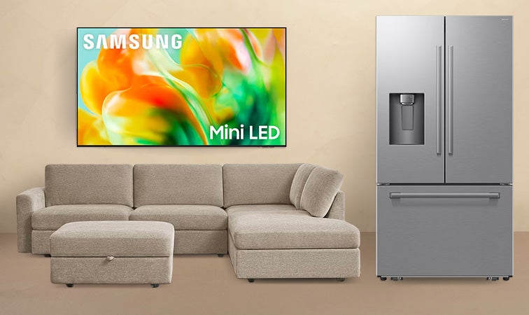 A sofa, Fridge and TV