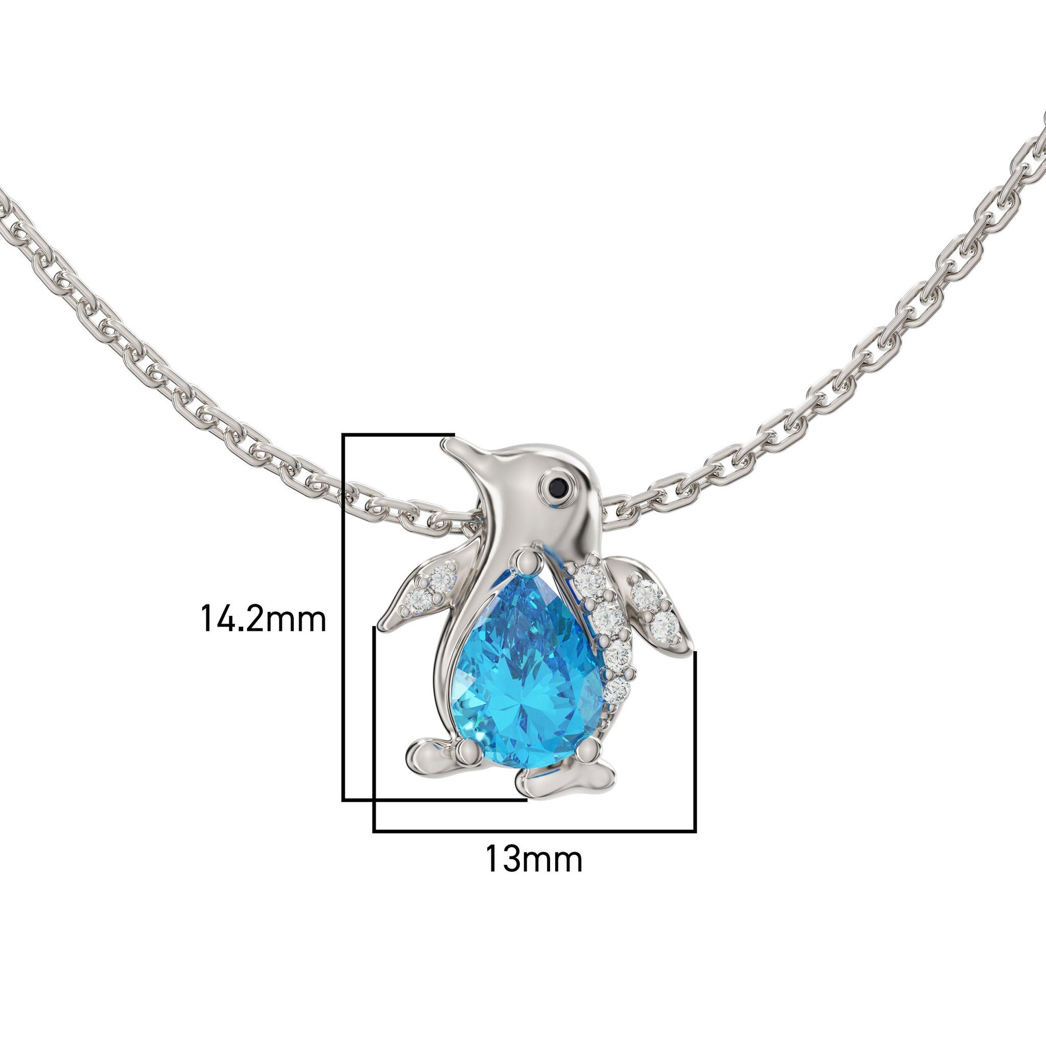 アクセサリー Swiss liberty pendant/ best price now Pear Shaped Swiss Blue Topaz and Diamond Penguin Pendant (0.07 ctw