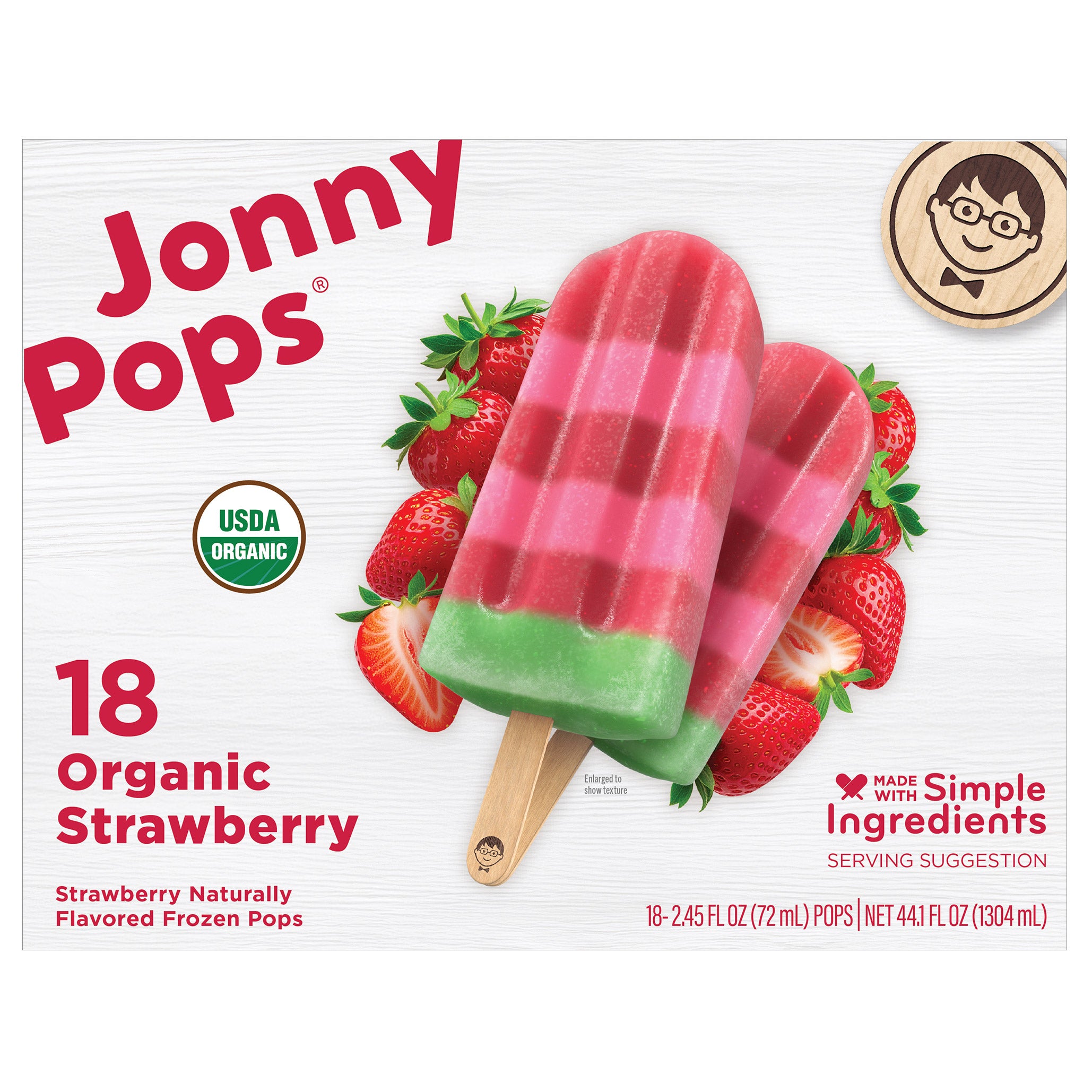 JONNY POPS ORGANIC STRAWBERRY BAR 18 CT 44 OZ