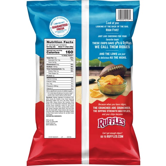 Ruffles Potato Chips, Cheddar & Sour Cream, 27 oz | Costco