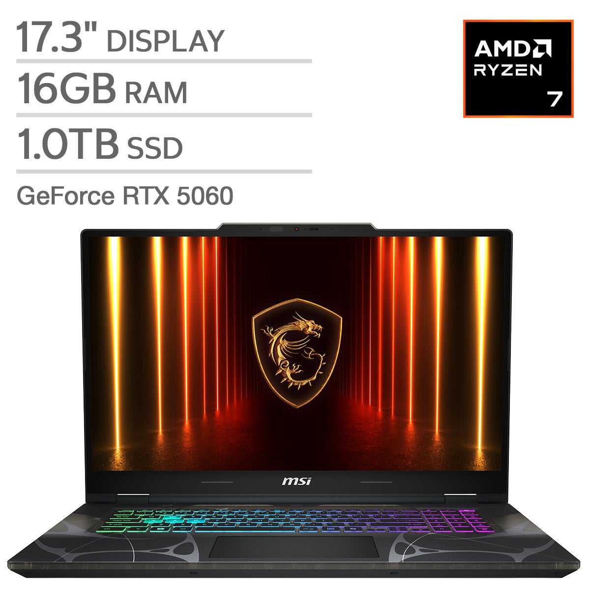 MSI Cyborg 17.3" Gaming Laptop — AMD Ryzen 7 260 — NVIDIA GeForce RTX
