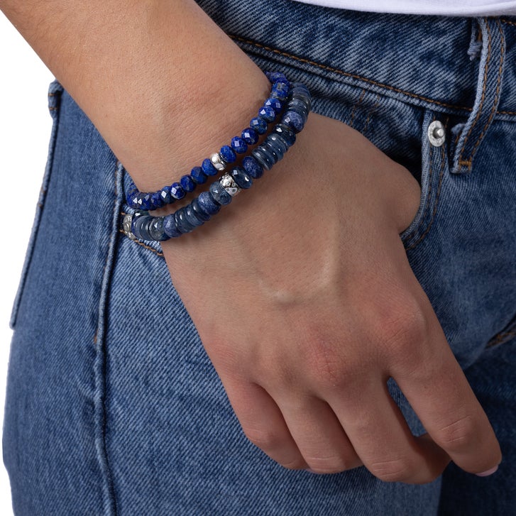 Sheryl Lowe Lapis Beaded Bracelet with Smooth Rondelle Accent Bead