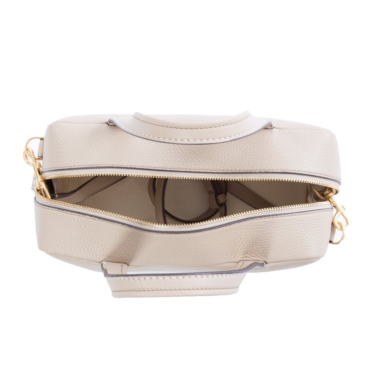 Tory Burch Block-T Pebbled Leather Satchel, White | Costco