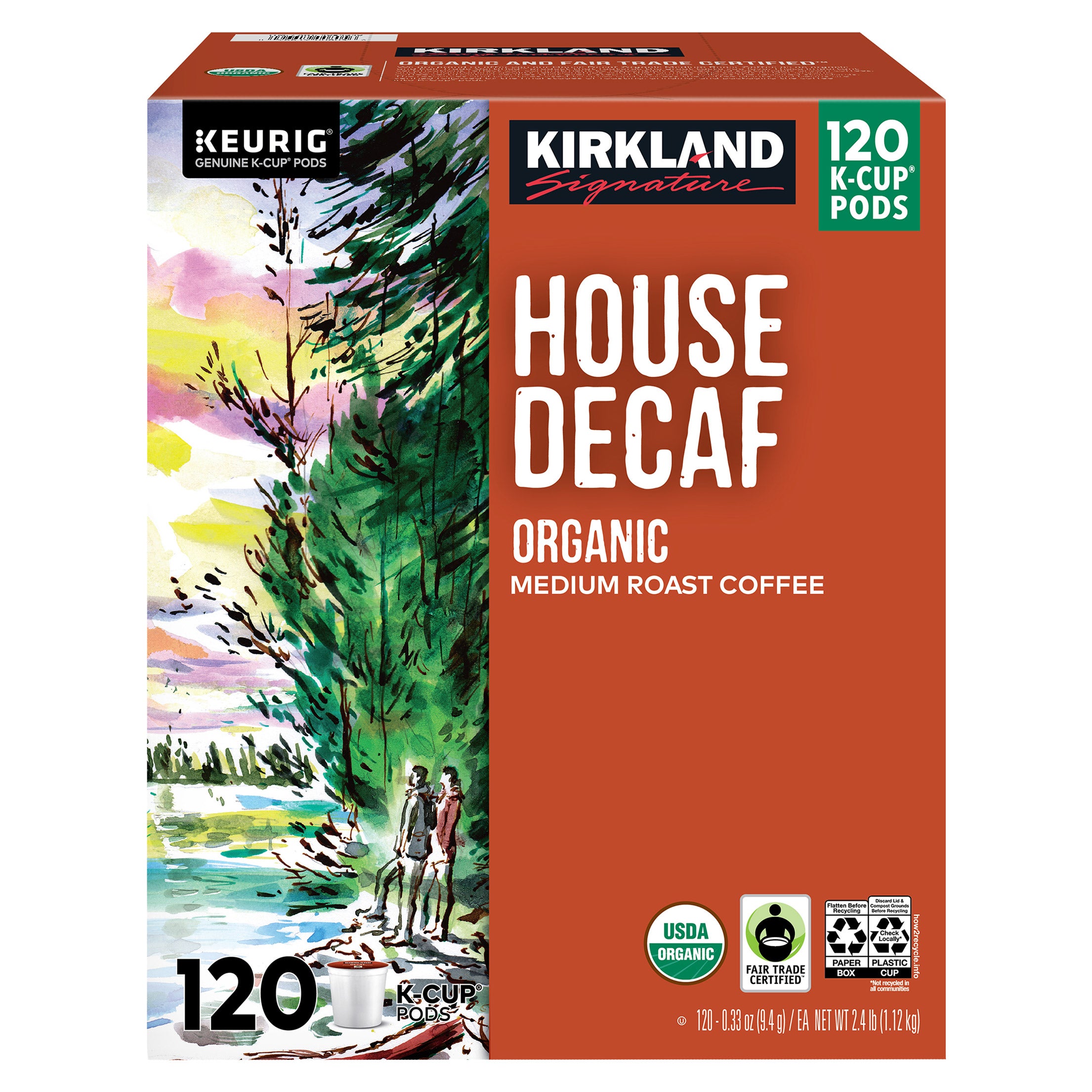Kirkland Signature Coffee Organic House Decaf K-Cup Pod, 120-count