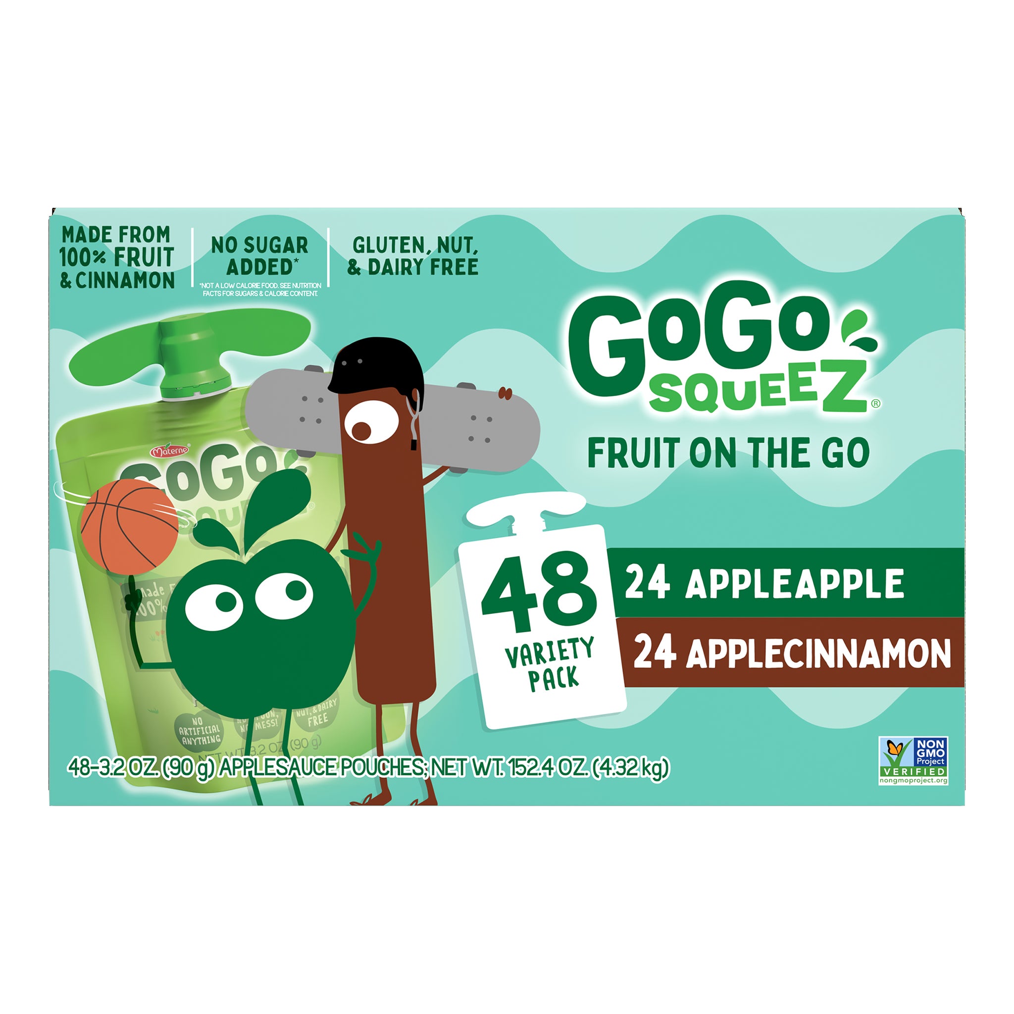GoGo SqueeZ Fruit On The Go Applesauce Pouch, Variety Pack, 3.2 oz