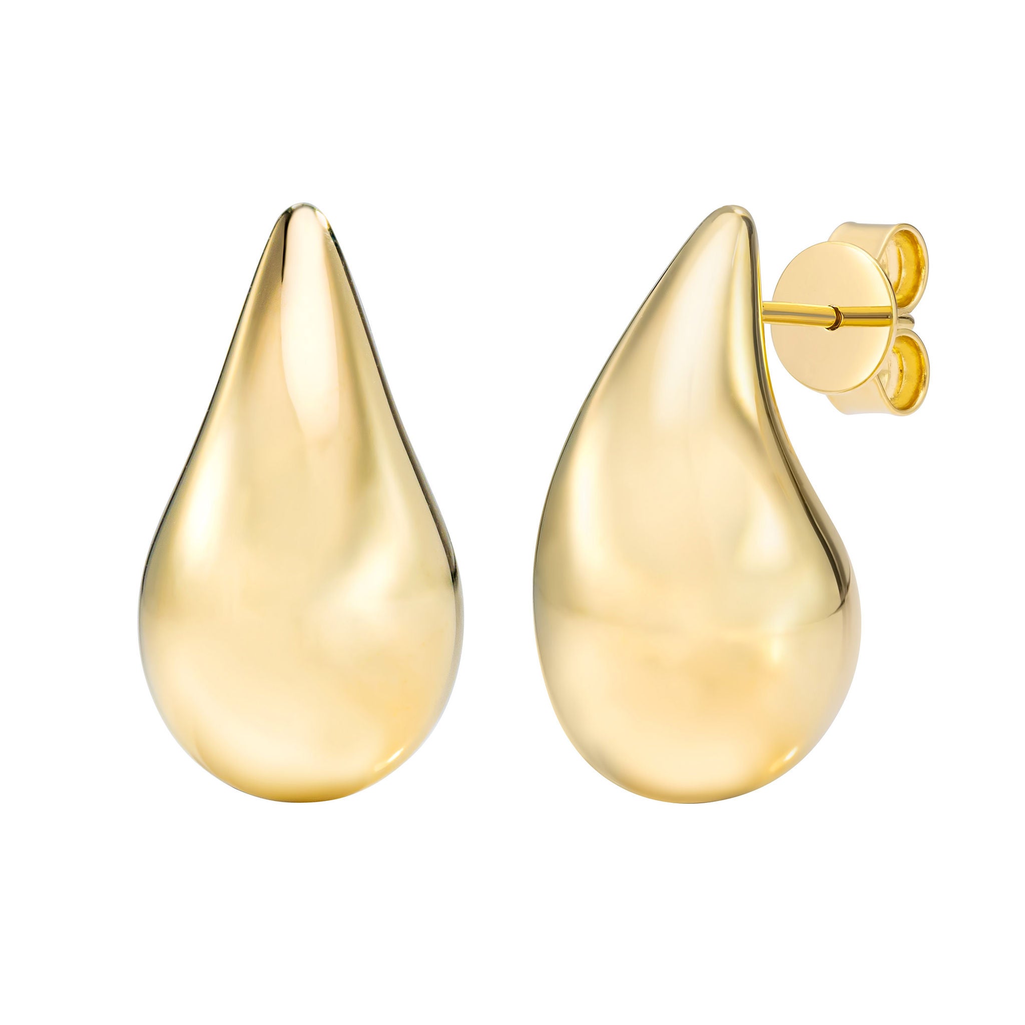 14KT YELLOW GOLD TEARDROP STUD EARRINGS