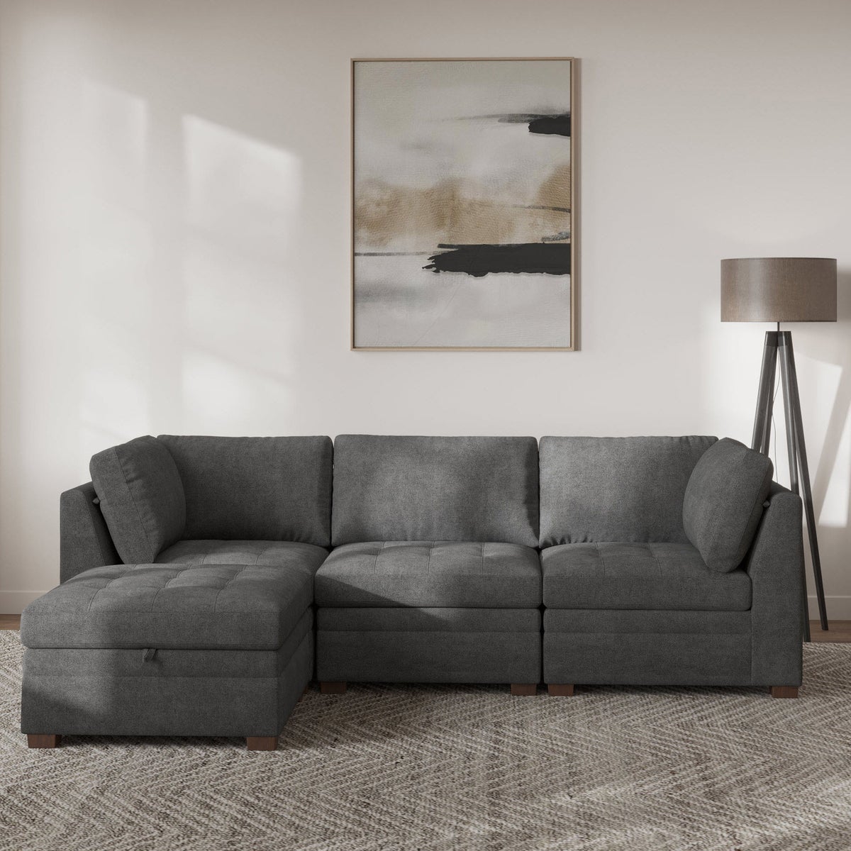 Thomasville Tisdale Modular Sofa 4-piece Dark Gray with Storage