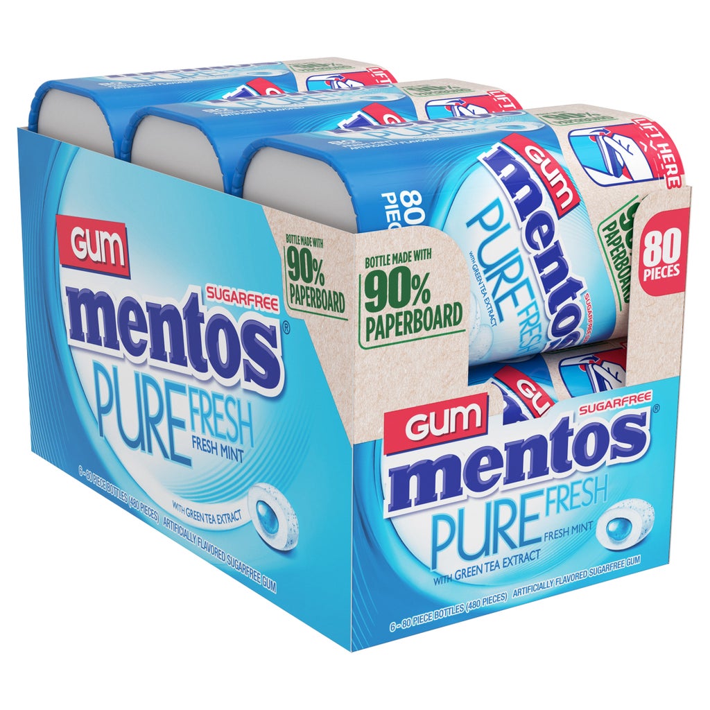 Mentos Sugar Free Pure Fresh Gum, Fresh Mint with Green Tea