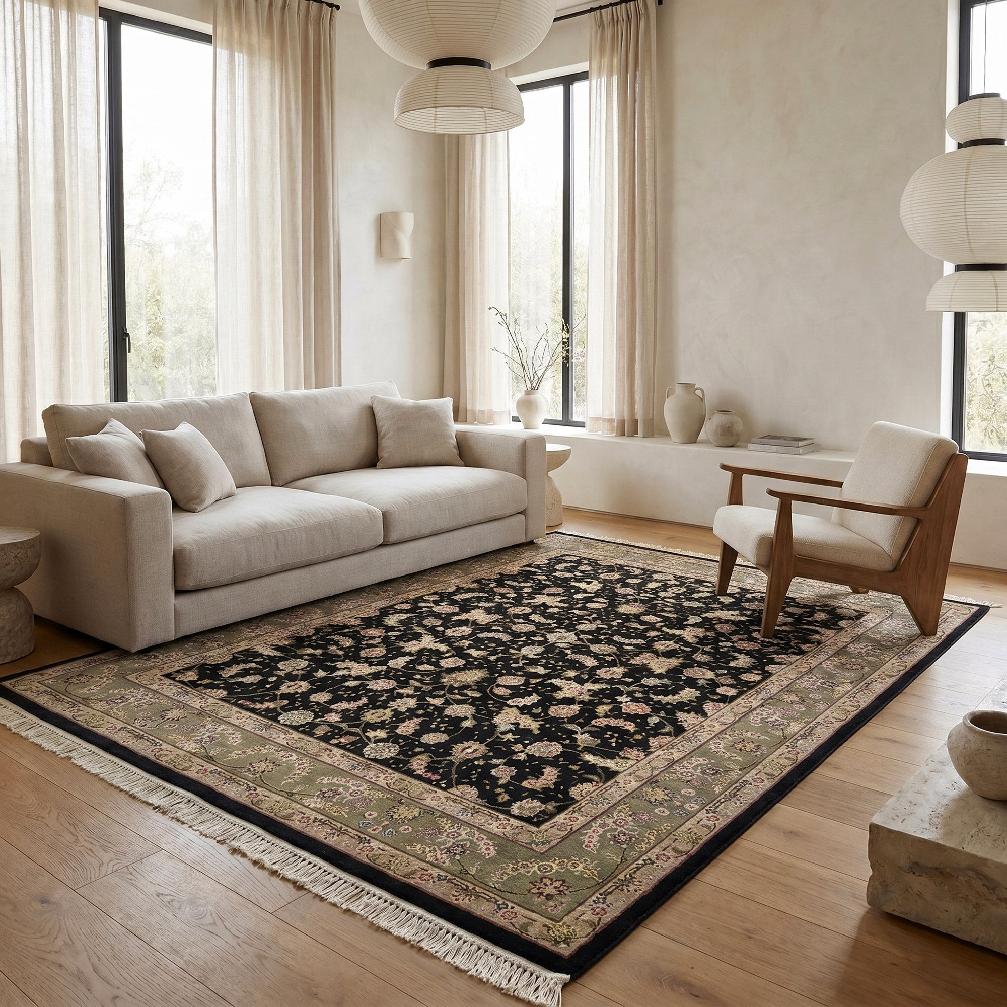 Montacute Hand Knotted Rug Collection, Rheim Black | Costco
