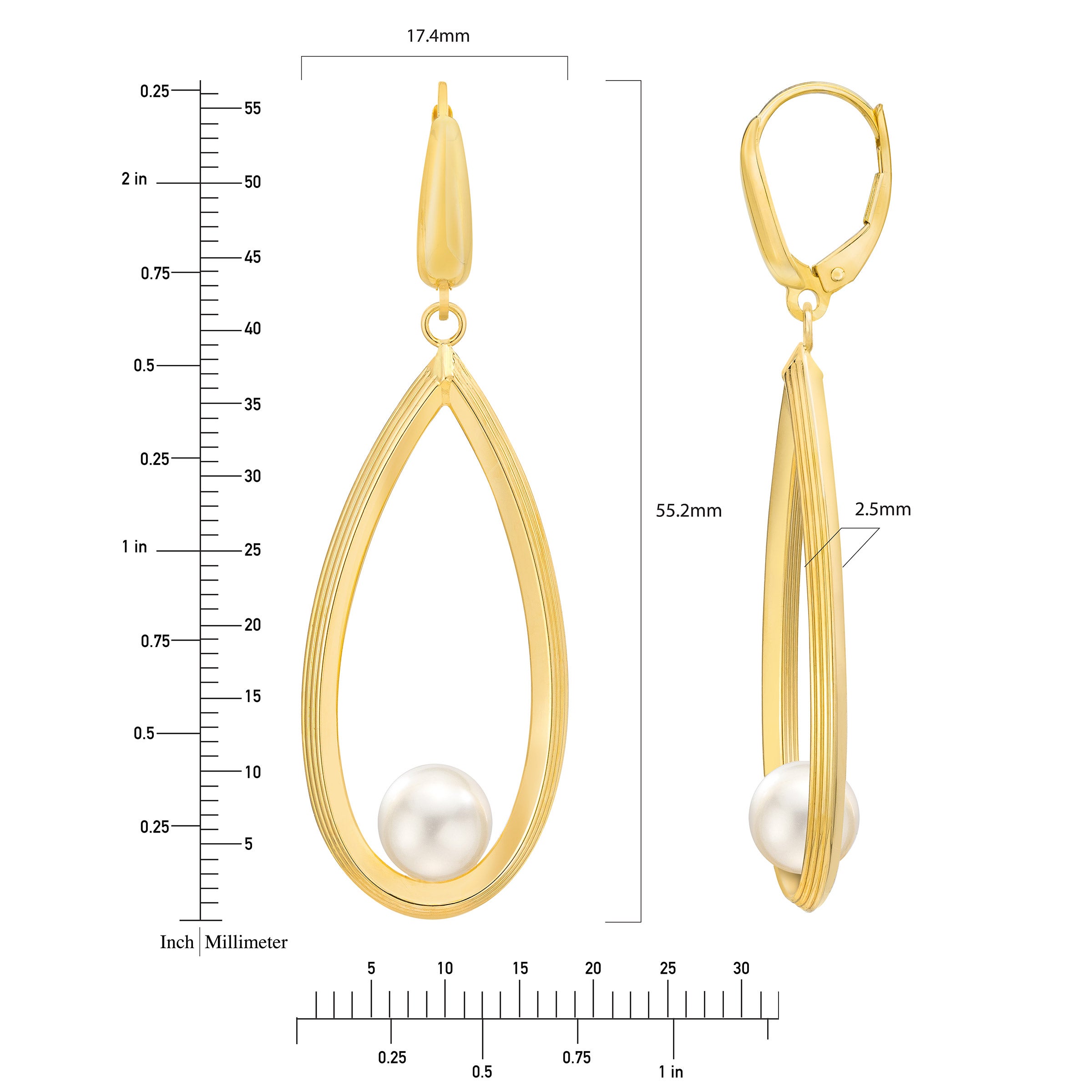 Freshwater Cultured 7-8mm Pearl 14kt Yellow Gold Drop Earrings