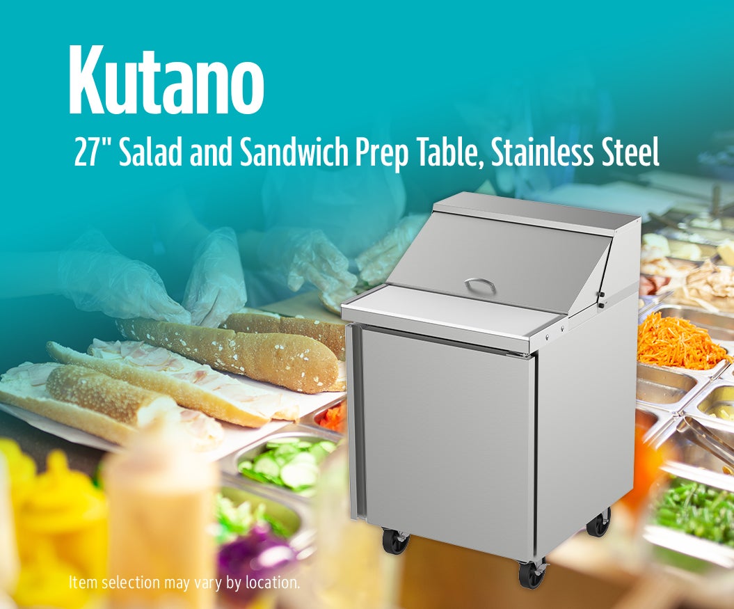 Kutano 27" Salad and Sandwich Prep Table, Stainless Steel