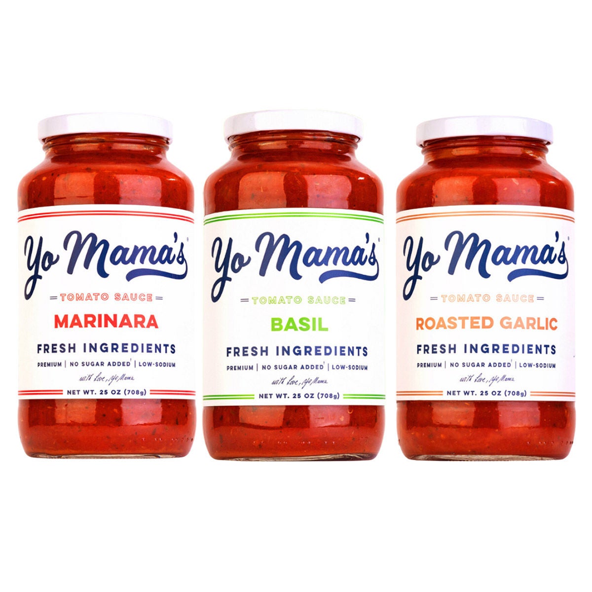Yo Mama's Low-Sodium Variety Pasta Sauce, 3-pack