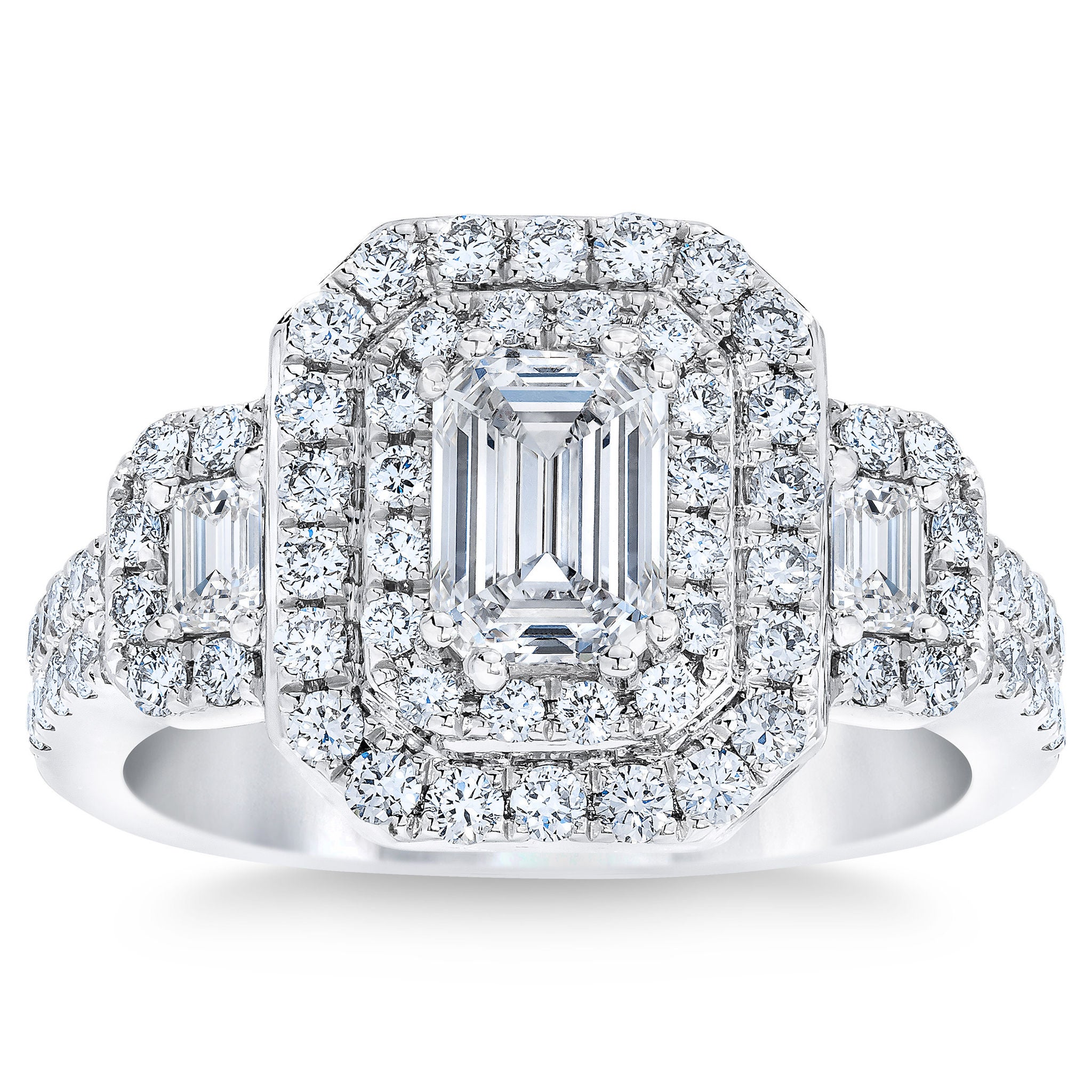 PLATINUM VS2 I 1.46CTW EMERALD CUT DIAMOND RING (0.70CTR)