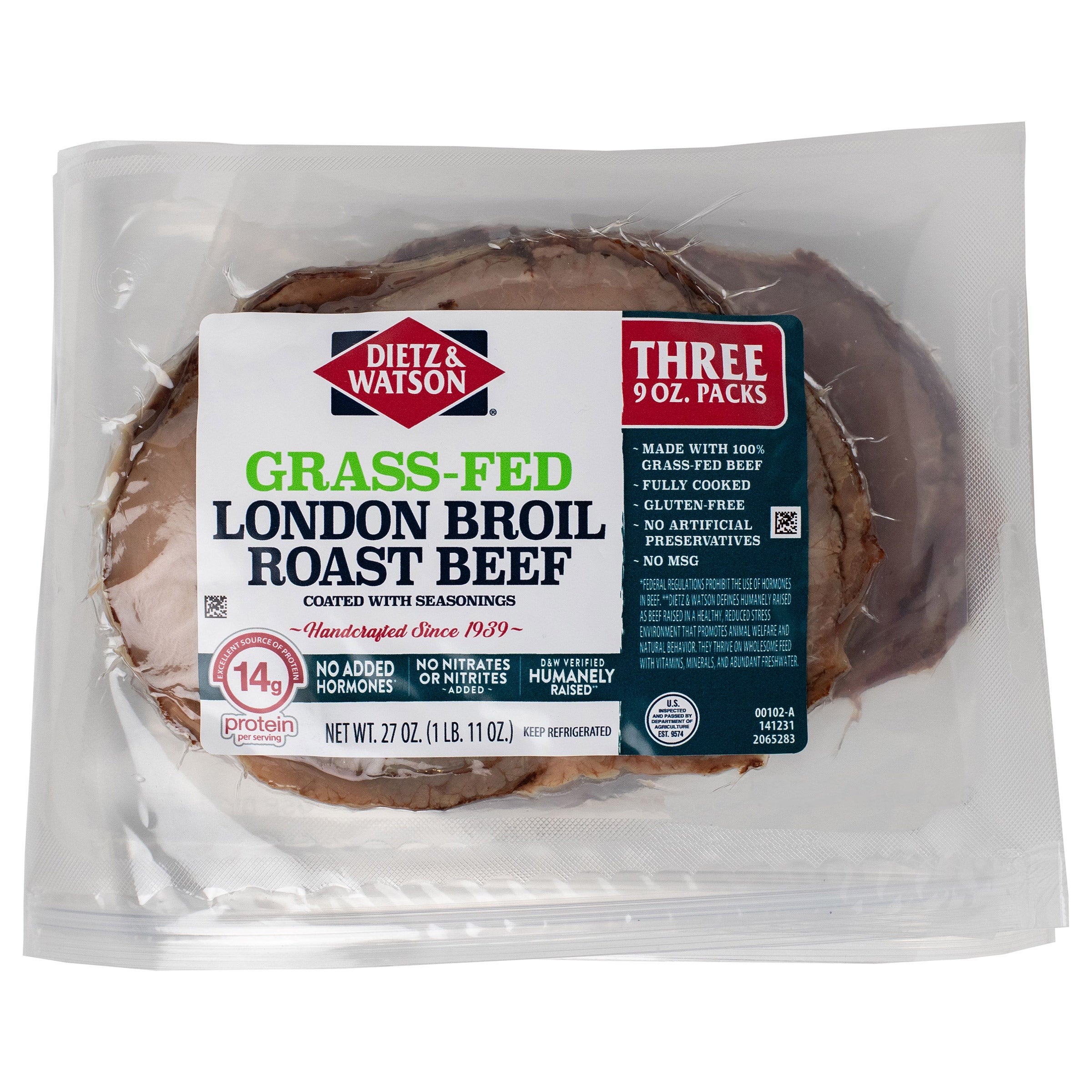 DIETZ & WATSON GRASSFED ROAST BEEF 3/9 OZ