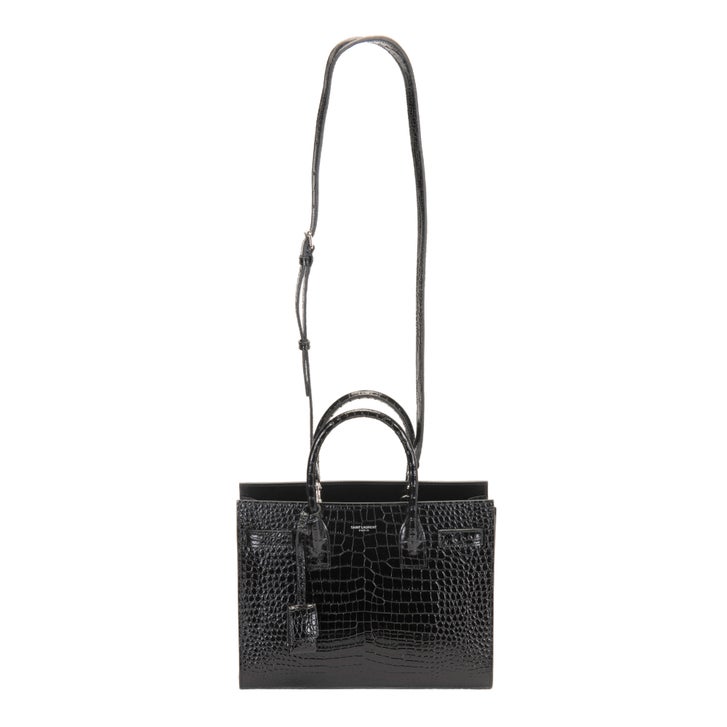 YSL Croc Embossed Sac De Jour Bag, Black | Costco