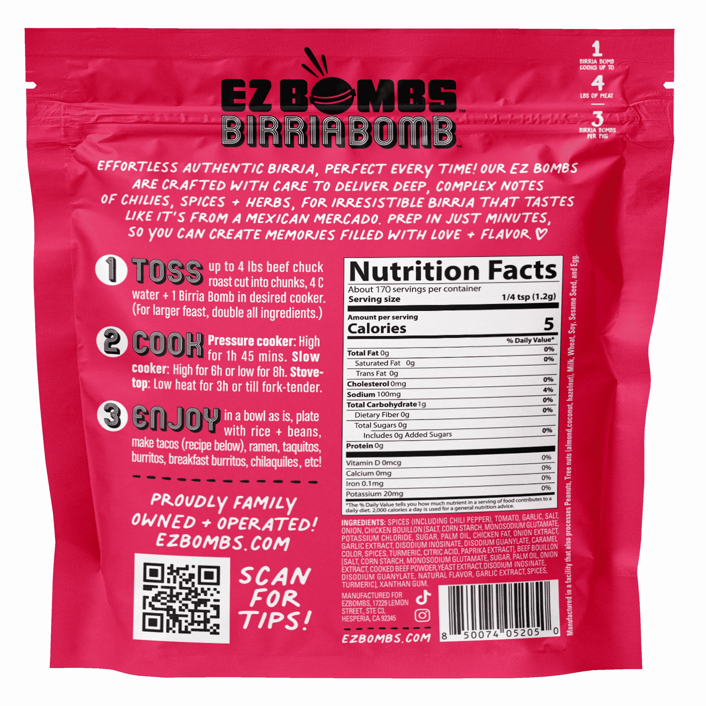 EZ Bombs Birria Bombs, 3-count, 7.2 oz | Costco