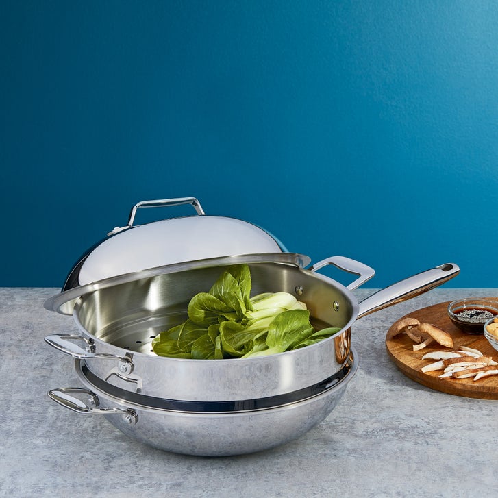 調理器具 GEMKOCH MULTI WOK & STEAMER 32CM Stainless Steel 12.5