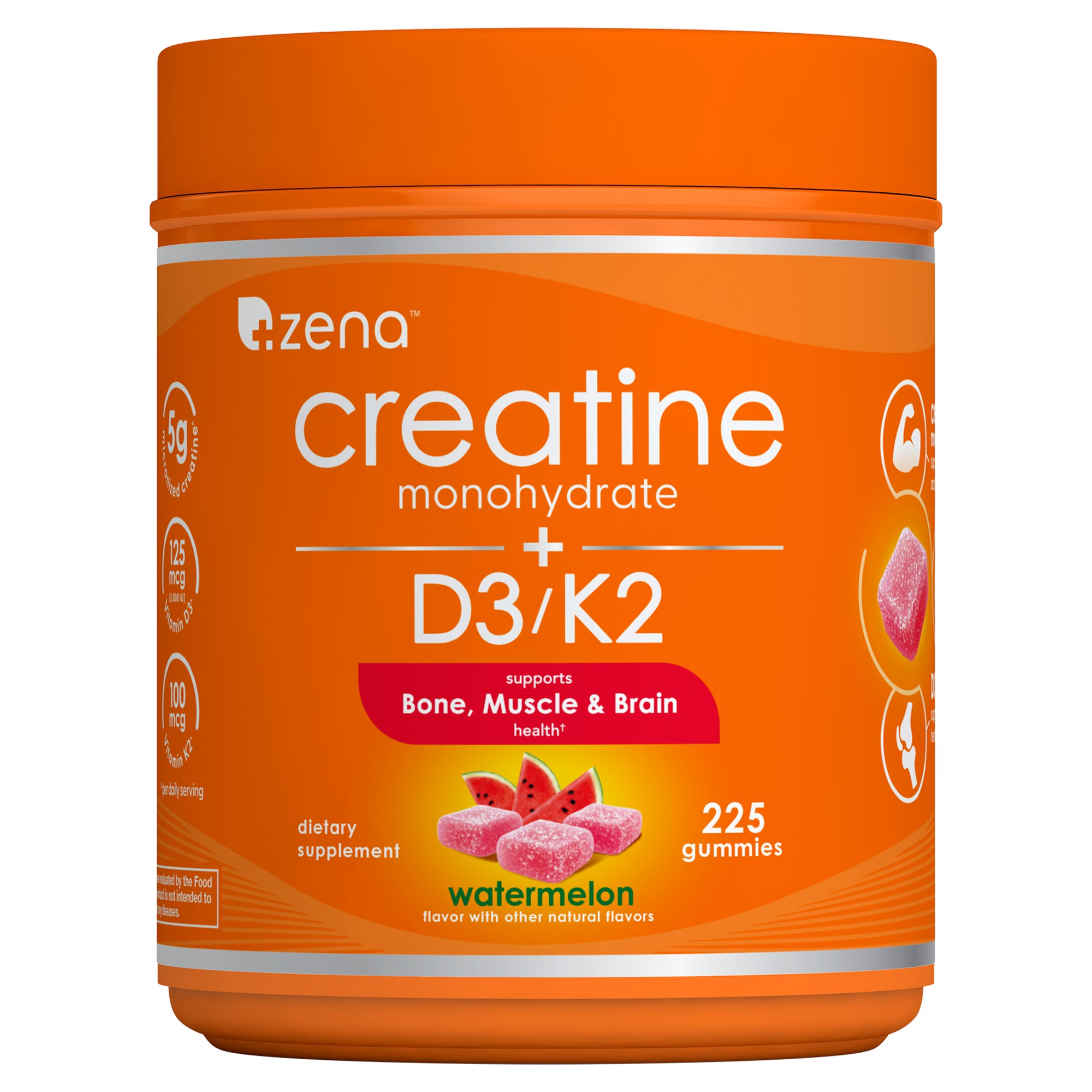 Zena Creatine Monohydrate + D3/K2 Gummies, Watermelon, 225 ct | Costco