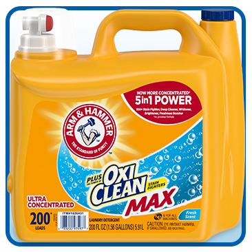 Arm & Hammer Plus OxiClean Max HE Liquid Laundry Detergent, Fresh, 200 Loads, 200 fl oz