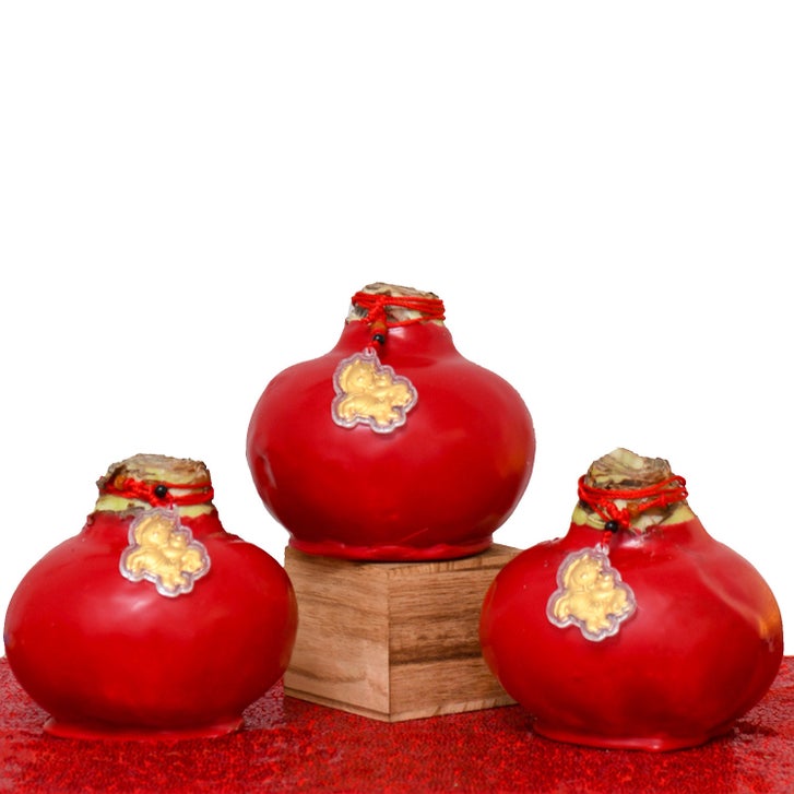 Bloomaker Chinese New Year Waxed Amaryllis Trio, No Water Needed