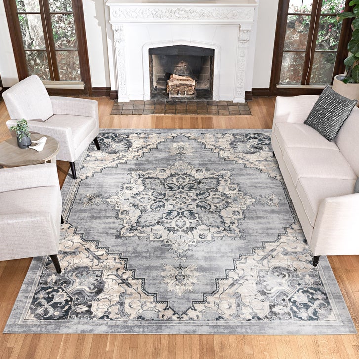 4031A美品 マルト ヴィンテージリネンシェルバック グレー Gertmenian Thomasville Timeless Classic Snoh Grey Indoor Area Rug