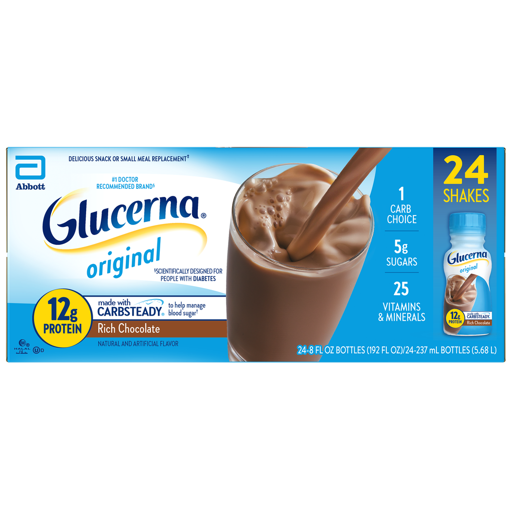 Glucerna Diabetic Nutritional Shake, Rich Chocolate, 8 fl oz, 24