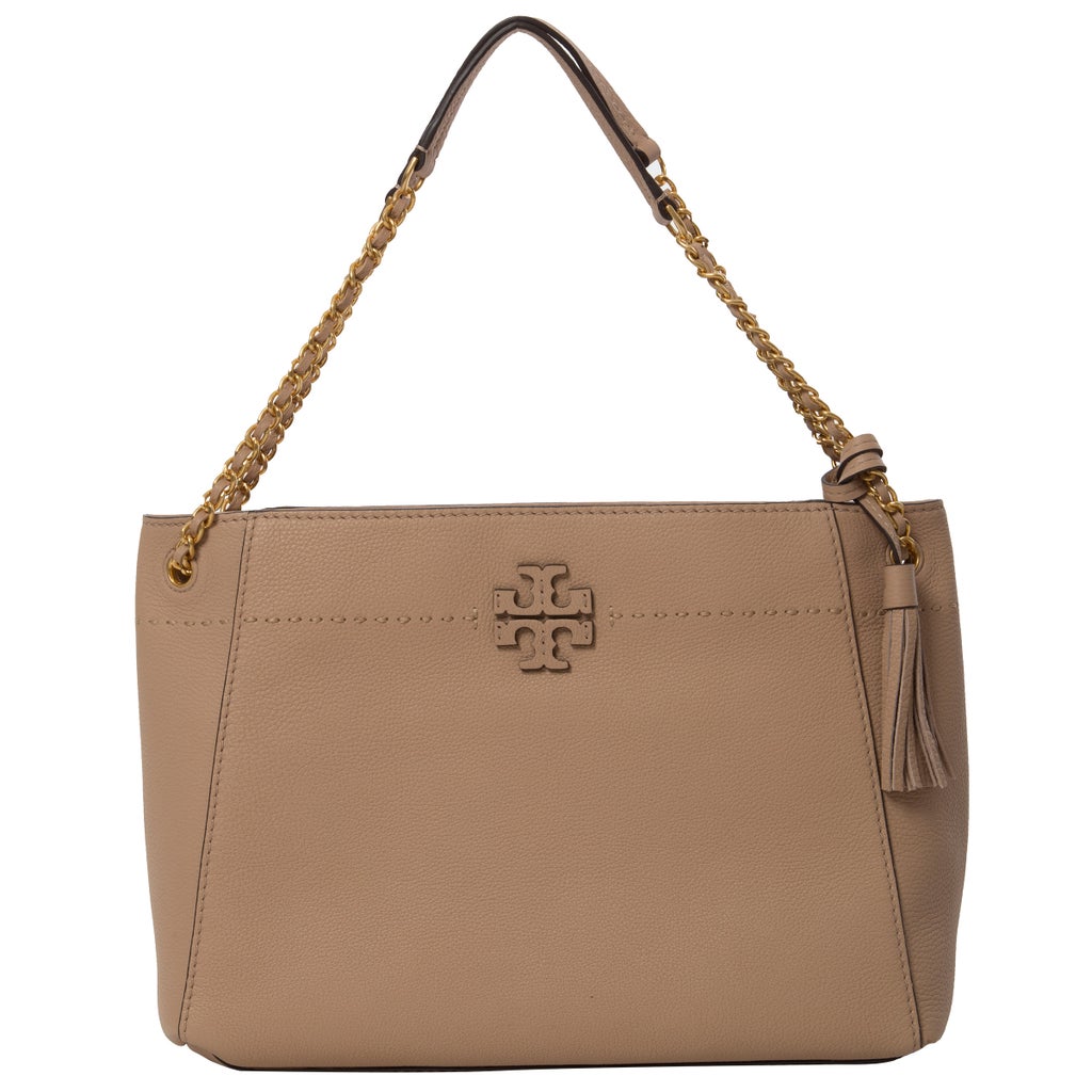 Tory Burch McGraw Chain Shoulder Slouchy Tote, Devon Sand | Costco